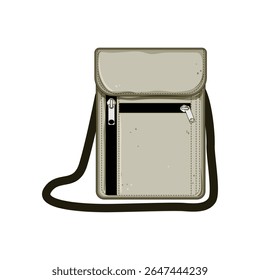 waterproof travel neck pouch cartoon. adjustable strap, hidden antitheft, compact durable waterproof travel neck pouch sign. isolated symbol vector illustration