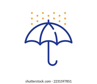 Waterproof umbrella line icon. Water resistant sign. Rain protection symbol. Colorful thin line outline concept. Linear style waterproof umbrella icon. Editable stroke. Vector