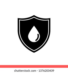 Waterproof vector icon, hydrophobic symbol. Simple, flat design for web or mobile app