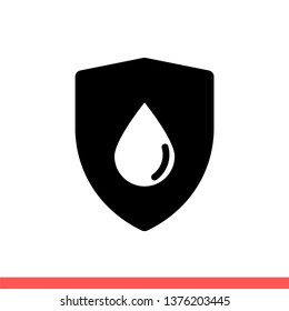 Waterproof vector icon, hydrophobic symbol. Simple, flat design for web or mobile app