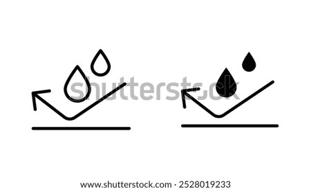 Waterproof vector icon set in black and white color.