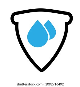 waterproof vector icon.drop and coat of arms symbol. Can be used as icon for security, protected graphic object. transparent object