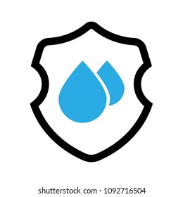 waterproof vector icon.drop and coat of arms symbol. Can be used as icon for security, protected graphic object. transparent object