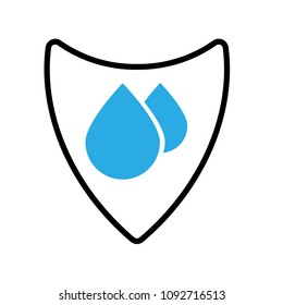 waterproof vector icon.drop and coat of arms symbol. Can be used as icon for security, protected graphic object. transparent object