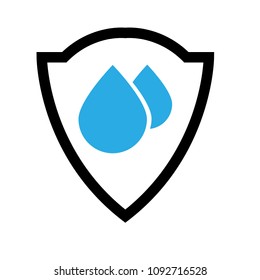 waterproof vector icon.drop and coat of arms symbol. Can be used as icon for security, protected graphic object. transparent object