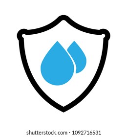 waterproof vector icon.drop and coat of arms symbol. Can be used as icon for security, protected graphic object. transparent object