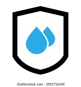 waterproof vector icon.drop and coat of arms symbol. Can be used as icon for security, protected graphic object. transparent object