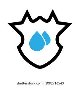 waterproof vector icon.drop and coat of arms symbol. Can be used as icon for security, protected graphic object. transparent object