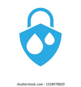 waterproof vector icon.drop and coat of arms symbol. Can be used as icon for security, protected graphic object. transparent object