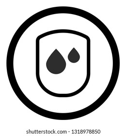 waterproof vector icon.drop and coat of arms symbol. Can be used as icon for security, protected graphic object. transparent object