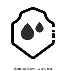 waterproof vector icon.drop and coat of arms symbol. Can be used as icon for security, protected graphic object. transparent object