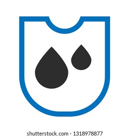 waterproof vector icon.drop and coat of arms symbol. Can be used as icon for security, protected graphic object. transparent object