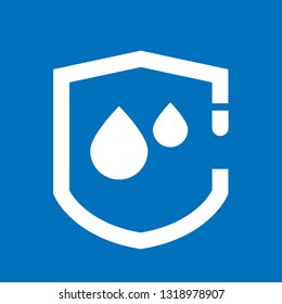 waterproof vector icon.drop and coat of arms symbol. Can be used as icon for security, protected graphic object. transparent object