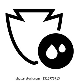 waterproof vector icon.drop and coat of arms symbol. Can be used as icon for security, protected graphic object. transparent object