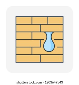 Waterproof And Water Leak Repair Icon, Editable Stroke.