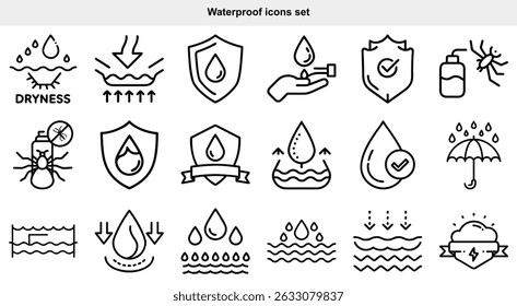 
Waterproof  Water Resistance Icon Set