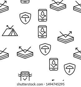 Waterproof, Water Resistant Materials Vector Seamless Pattern Thin Line Illustration