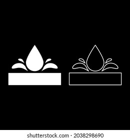Waterproof Water resistant surface Drop pushing out foundation impermeable fabric wet protection Hydrophobic material icon white color vector illustration flat style image set