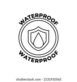 Waterproof, water shield label icon in black line style icon, style isolated on white background
