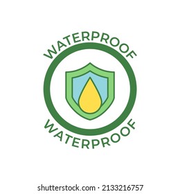 Waterproof, water shield label icon in black line style icon, style isolated on white background