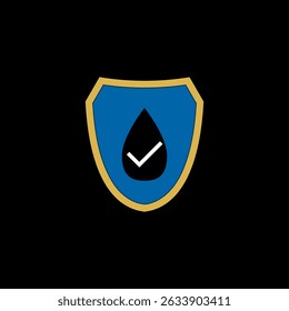 Wasserdichtes Symbol einzeln auf schwarzem Hintergrund