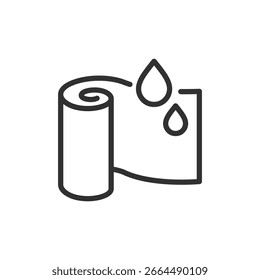 Waterproofing membrane roll, linear icon. Moisture barrier for construction. Line with editable stroke.