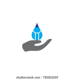 waters drop pencil hand palm symbols logo vector 