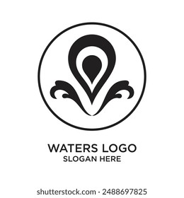 Waters Logo Design Simple Concept Premium Vektorgrafik