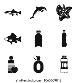 Watershed icons set. Simple set of 9 watershed vector icons for web isolated on white background