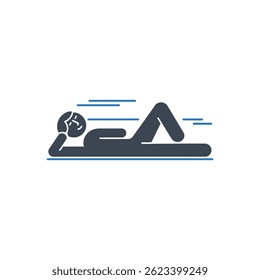 Relaxations-Pose-Symbol auf weißem Hintergrund