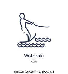 Waterski Icon From Summer Outline Collection. Thin Line Waterski Icon Isolated On White Background.