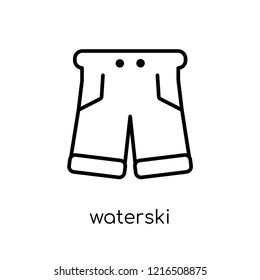 Waterski Icon. Trendy Modern Flat Linear Vector Waterski Icon On White Background From Thin Line Summer Collection, Outline Vector Illustration