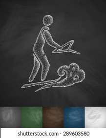 water-skier icon. Hand drawn vector illustration. Chalkboard Design