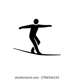 Waterskiing Wave Ride Icon Icon Isolated On White Background
