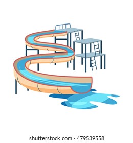 Water-slide in pool icon in cartoon style isolated on white background. Swimming symbol vector illustration