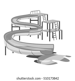Waterslide in pool icon. Gray monochrome illustration of waterslide in pool vector icon for web