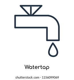 Watertap icon vector isolated on white background. thin symbols or lined elements in outline style