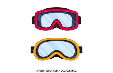 Watertight Diving Goggles for Swimming Underwater Vector Set