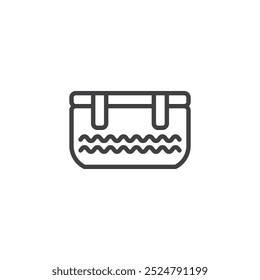 Watertight line icon. linear style sign for mobile concept and web design. Box with water inside outline vector icon. Symbol, logo illustration. Vector graphics