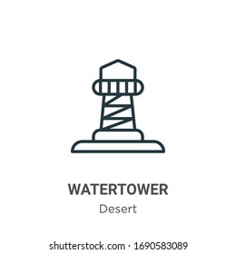 Watertower outline vector icon. Thin line black watertower icon, flat vector simple element illustration from editable wild west concept isolated stroke on white background