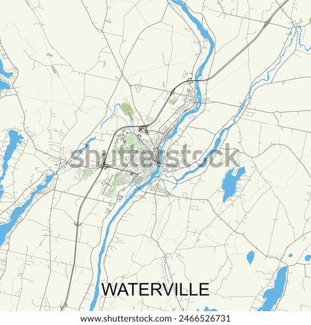 Waterville, Maine, USA map poster art