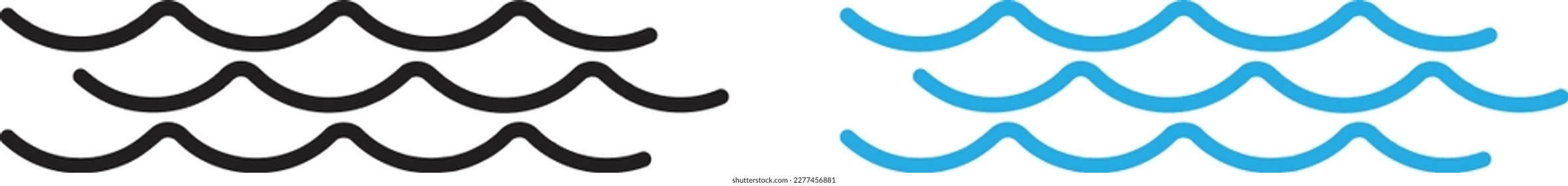 waterway icon Blue and black thin line vector. suitable for shipping, logistic or travel path. Eps10