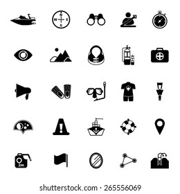 Waterway related icons on white background, stock vector