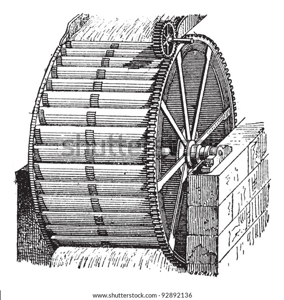 水車のバケツ ビンテージの彫刻イラスト 言葉や事物辞典 ラリーブ フルーリー 15年 のベクター画像素材 ロイヤリティフリー