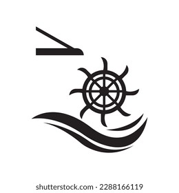 Waterwheel icon,logo illustration design template.