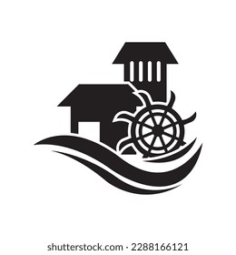 Waterwheel icon,logo illustration design template.