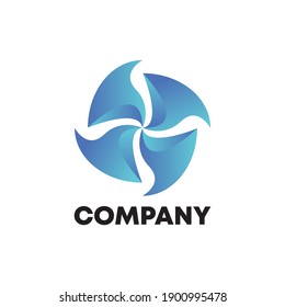 plantilla de tecnología de agua con logotipo de rueda de agua