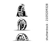 waterwheel silhouette wooden waterwheel logo