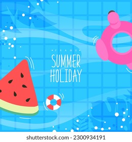 Watery Cool Summer Frame Illustration 