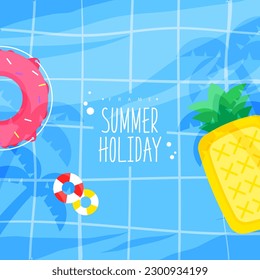 Watery Cool Summer Frame Illustration 